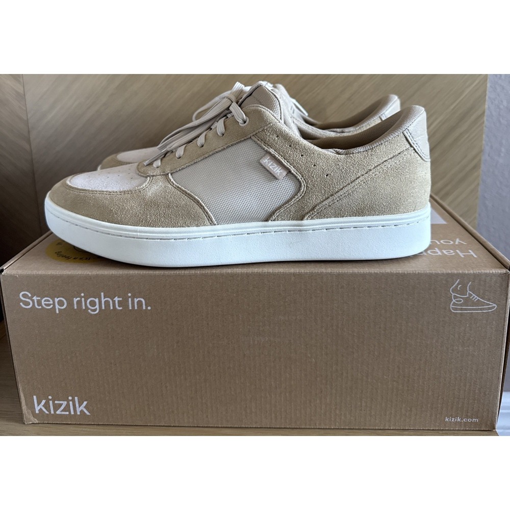 Kizik Men Oslo Sneakers Sz 9.5 Latte Suede Casual City Low Top Lace Up